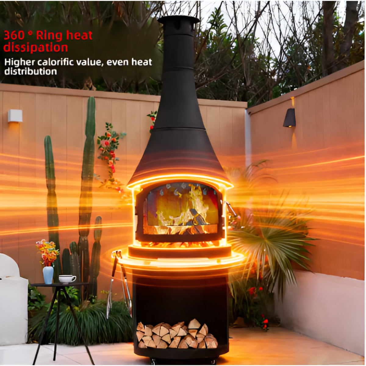 Nocturne Harbor Panoramic Chimenea Fireplace — product view 3