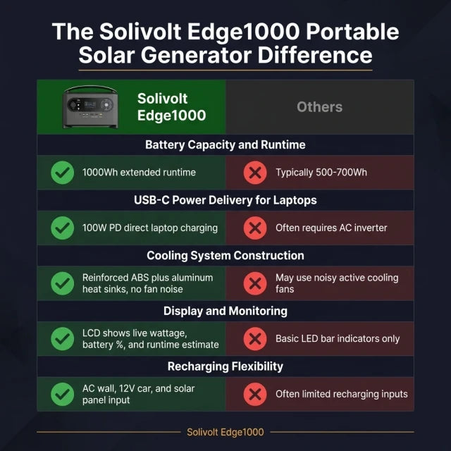 Solivolt Edge1000 Portable Solar Generator — Comparison